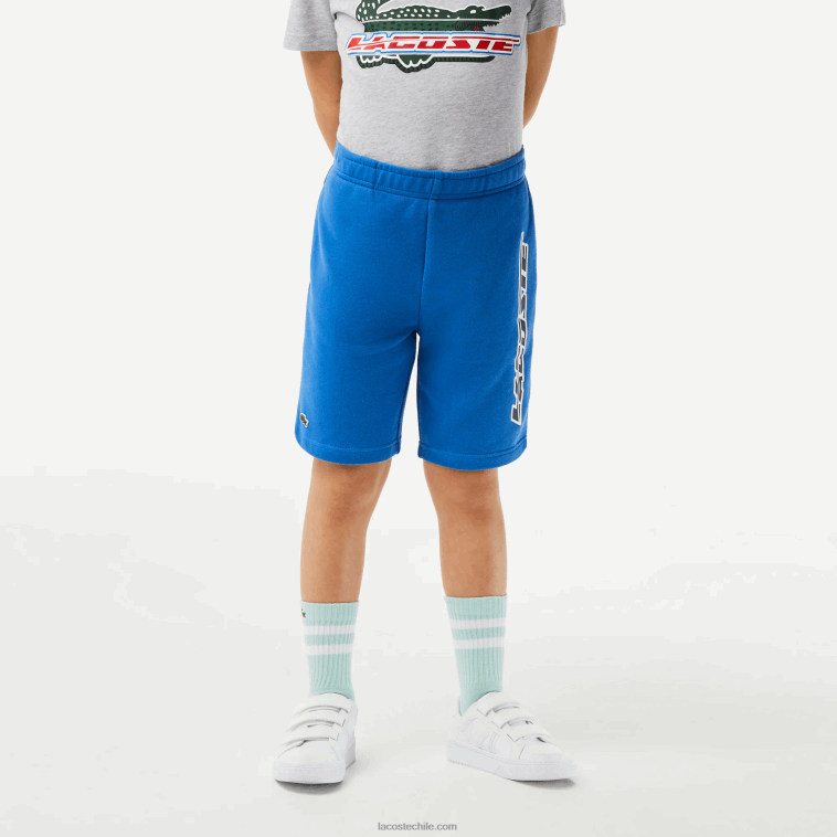 Niños Lacoste kxb azul shorts de algodón orgánico con logo en contraste N6XZ23087