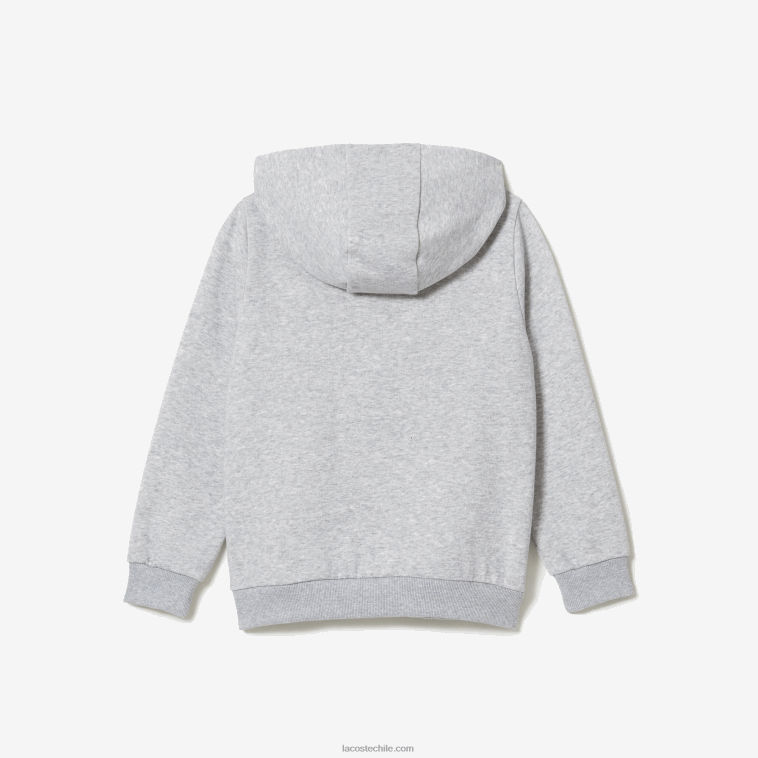 Niños Lacoste lomo gris cca sudadera con capucha y logo N6XZ23184