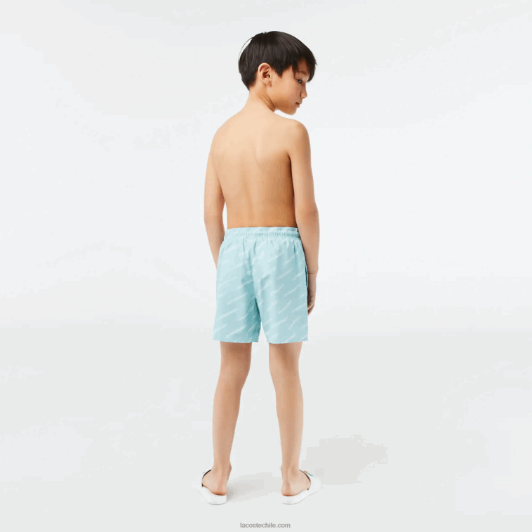 Niños Lacoste menta lgf bañador de poliéster reciclado estampado N6XZ23108