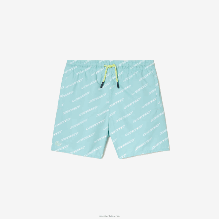 Niños Lacoste menta lgf bañador de poliéster reciclado estampado N6XZ23108