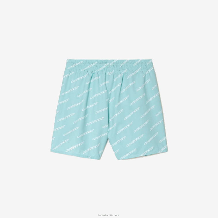 Niños Lacoste menta lgf bañador de poliéster reciclado estampado N6XZ23108