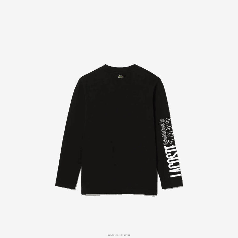 Niños Lacoste negro 031 playera con estampado de cocodrilo N6XZ23160