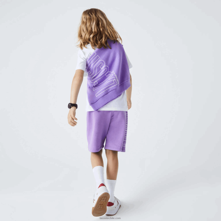 Niños Lacoste púrpura gfu shorts de algodón orgánico con logo N6XZ23276