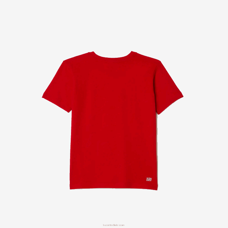 Niños Lacoste rojo 240 camiseta deportiva de mezcla de algodón transpirable N6XZ23025