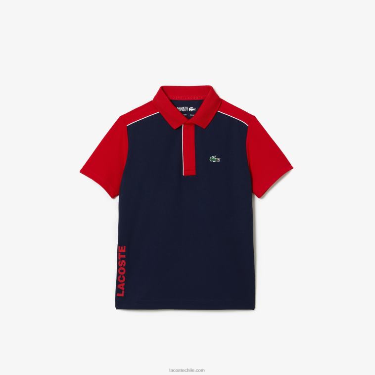 Niños Lacoste rojo azul marino 528 polo deportivo de piqué ultra-dry N6XZ23163