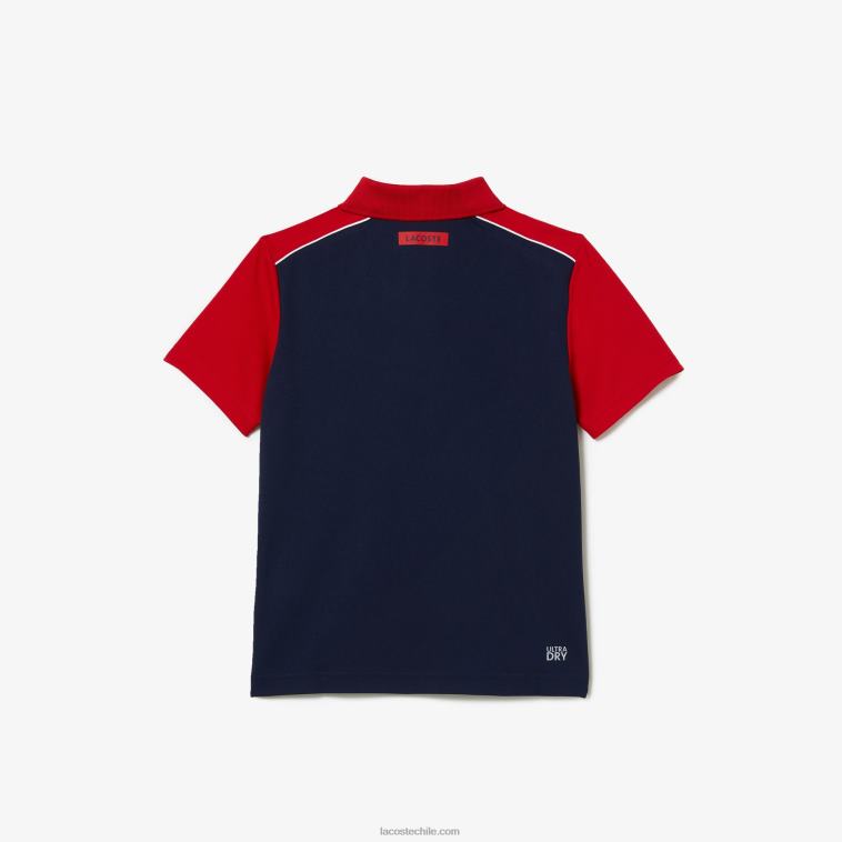 Niños Lacoste rojo azul marino 528 polo deportivo de piqué ultra-dry N6XZ23163