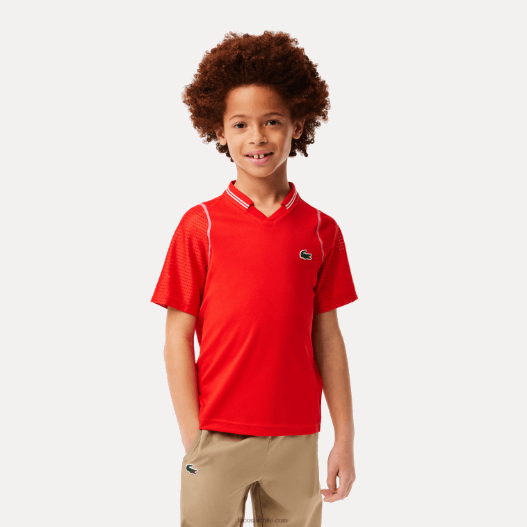 Niños Lacoste rojo s5h polo ultra seco tennis x daniil medvedev N6XZ23012