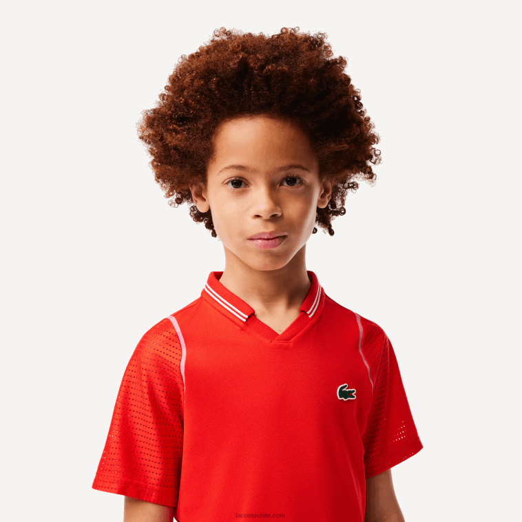 Niños Lacoste rojo s5h polo ultra seco tennis x daniil medvedev N6XZ23012