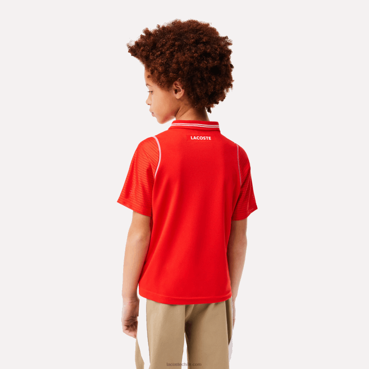 Niños Lacoste rojo s5h polo ultra seco tennis x daniil medvedev N6XZ23012