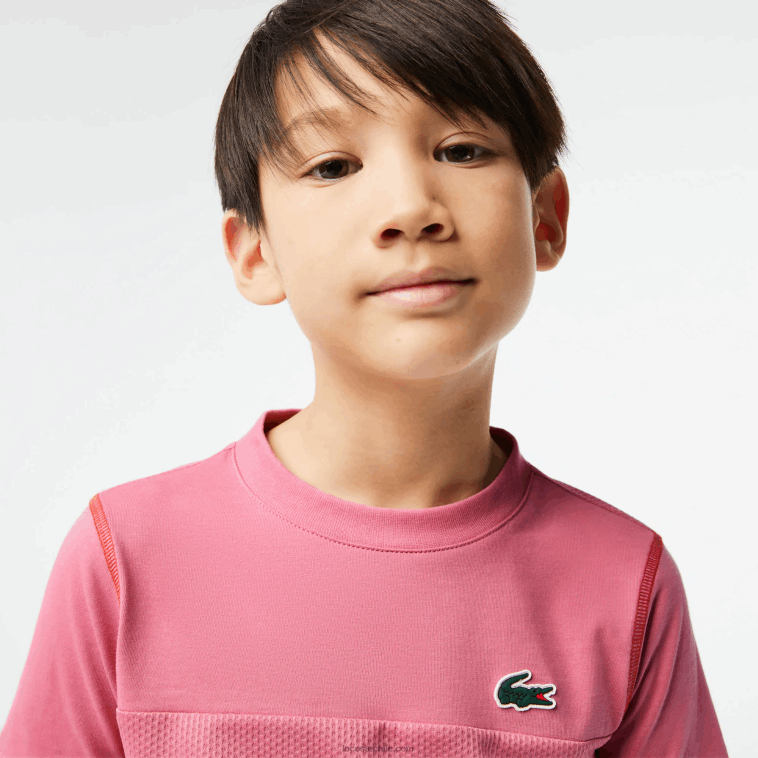 Niños Lacoste rosa rojo azul c1y camiseta de tenis x daniil medvedev N6XZ23004