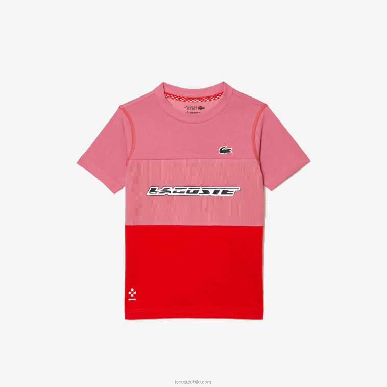 Niños Lacoste rosa rojo azul c1y camiseta de tenis x daniil medvedev N6XZ23004