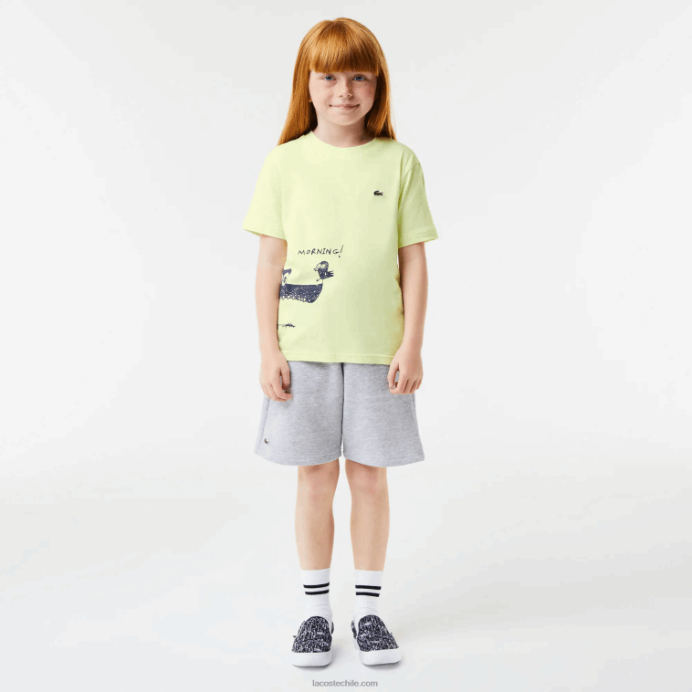 niños Lacoste amarillo 6gd camiseta con estampado de cocodrilo N6XZ23161