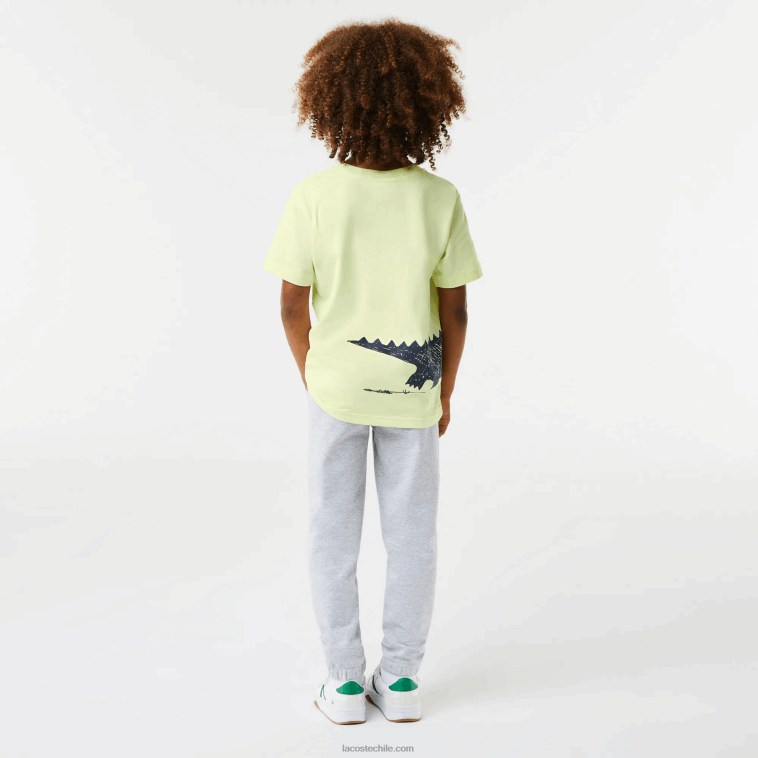 niños Lacoste amarillo 6gd camiseta con estampado de cocodrilo N6XZ23161