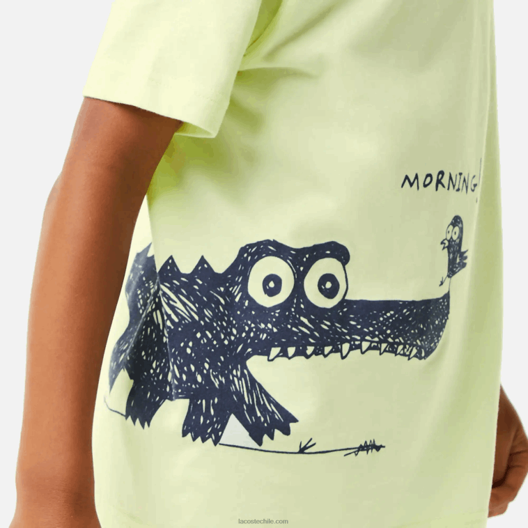 niños Lacoste amarillo 6gd camiseta con estampado de cocodrilo N6XZ23161