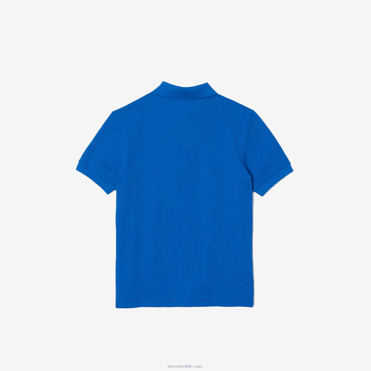 niños Lacoste azul k1q polo de piqué de algodón orgánico con insignia de cómic N6XZ23145