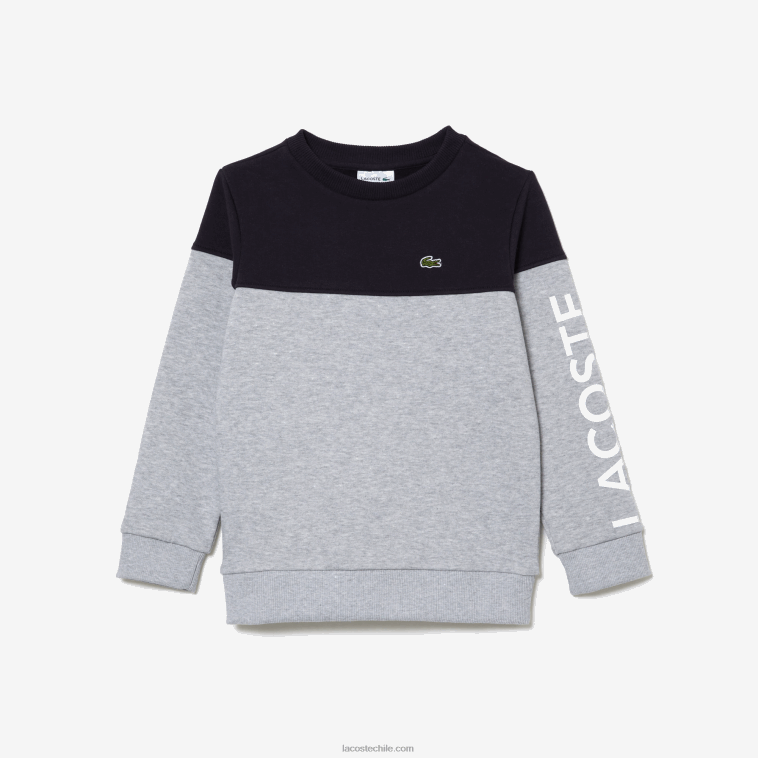 niños Lacoste azul marino gris chino e6a sudadera colorblock en franela de algodón orgánico N6XZ23064