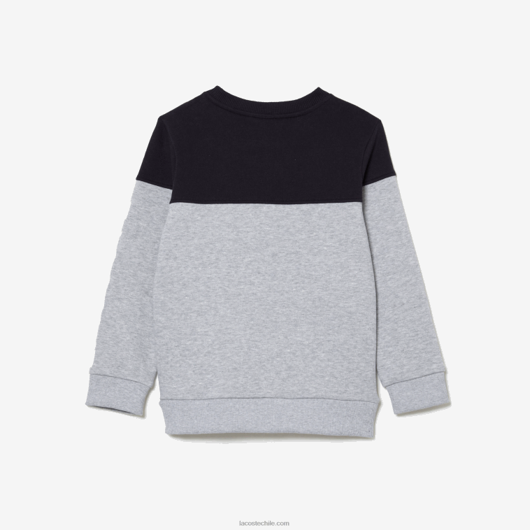niños Lacoste azul marino gris chino e6a sudadera colorblock en franela de algodón orgánico N6XZ23064