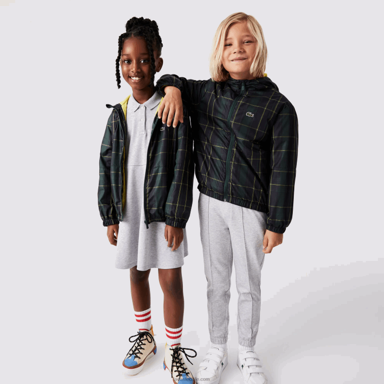 niños Lacoste azul marino verde amarillo 9dw cortavientos repelente al agua N6XZ23262