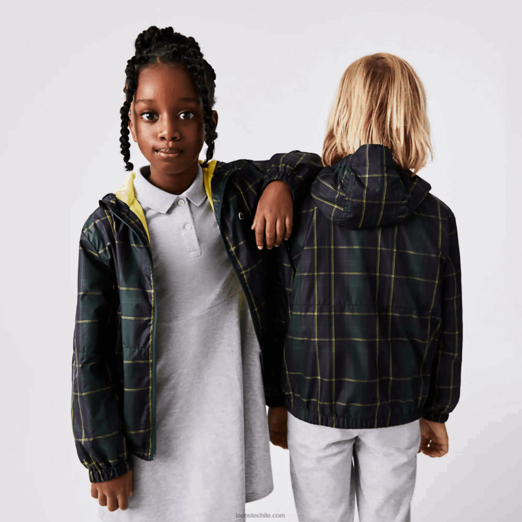 niños Lacoste azul marino verde amarillo 9dw cortavientos repelente al agua N6XZ23262
