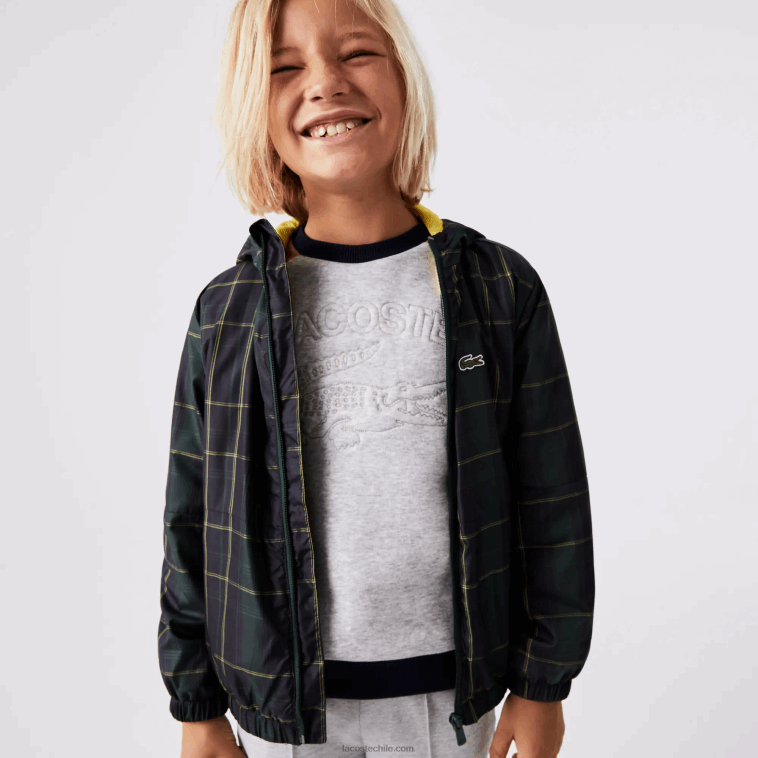 niños Lacoste azul marino verde amarillo 9dw cortavientos repelente al agua N6XZ23262