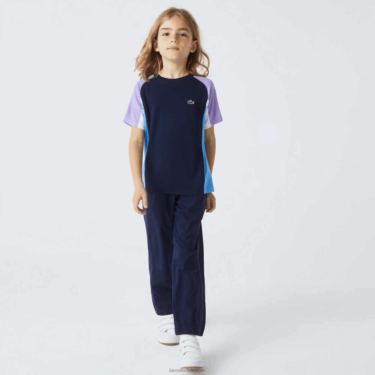 niños Lacoste azul marino violeta blanco azul 5xj playera sport tenis color block N6XZ23153