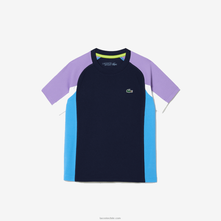 niños Lacoste azul marino violeta blanco azul 5xj playera sport tenis color block N6XZ23153