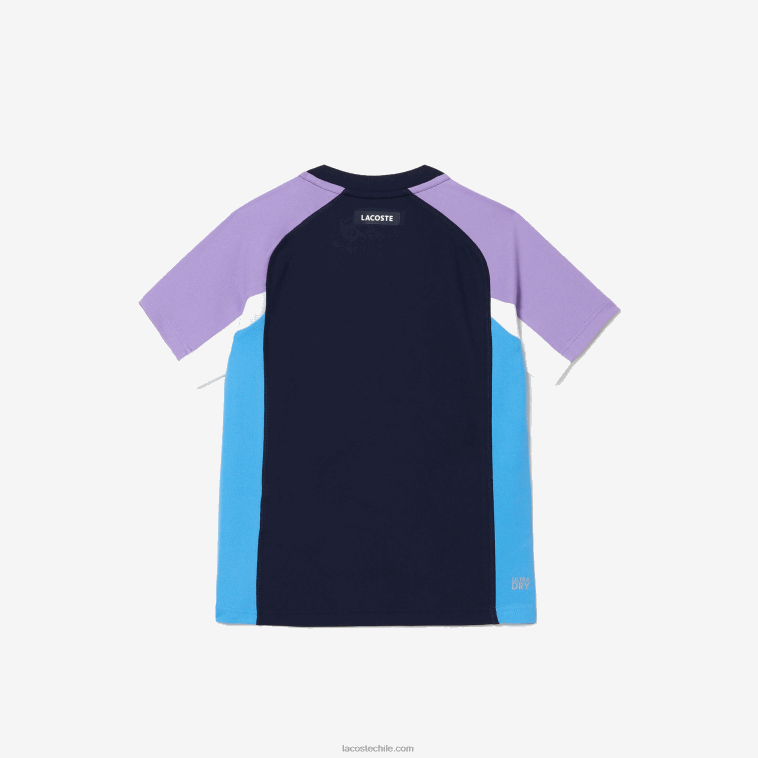 niños Lacoste azul marino violeta blanco azul 5xj playera sport tenis color block N6XZ23153