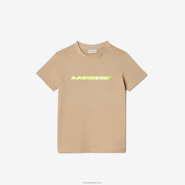 niños Lacoste beige amarillo 8zb camiseta de punto de algodón con marca en contraste N6XZ23013