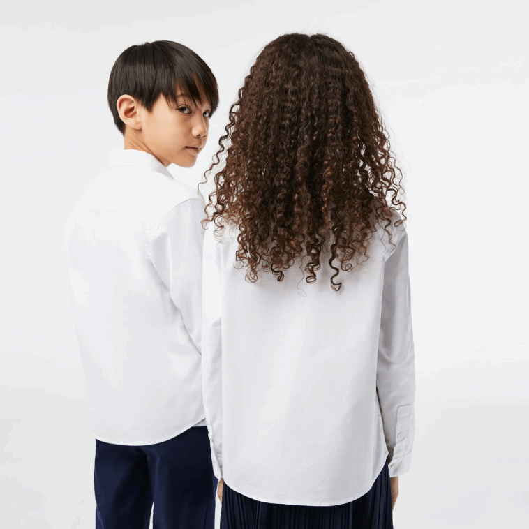 niños Lacoste beige blanco nbn camisa con bolsillo en contraste N6XZ23080