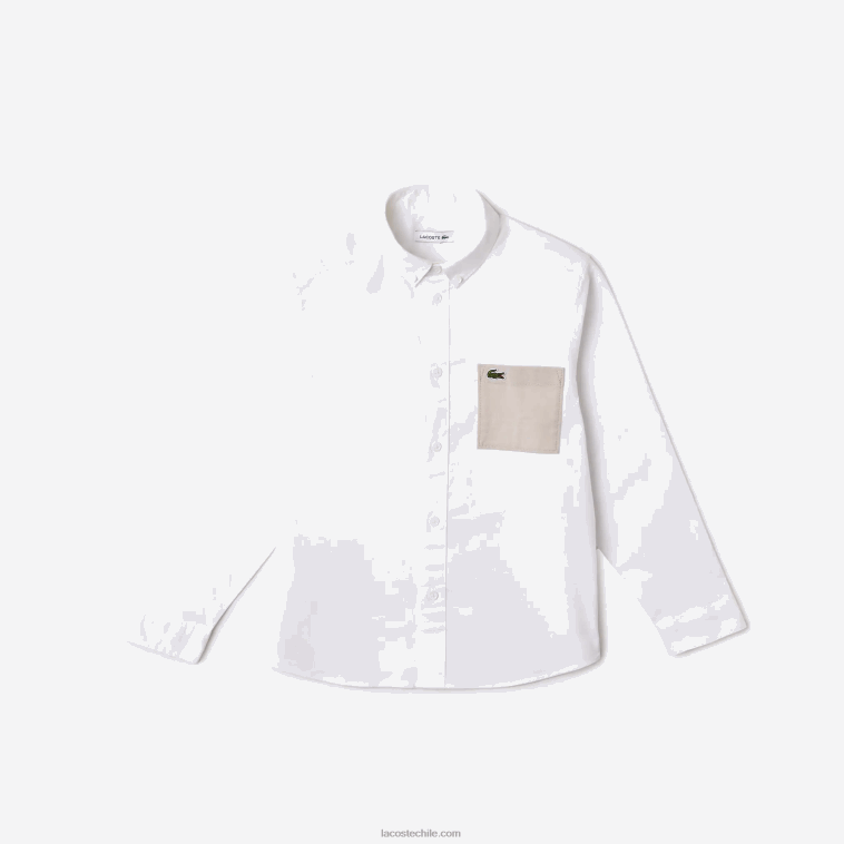 niños Lacoste beige blanco nbn camisa con bolsillo en contraste N6XZ23080