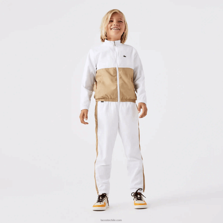 niños Lacoste beige blanco wn5 pantalones de chándal con banda en contraste N6XZ23224