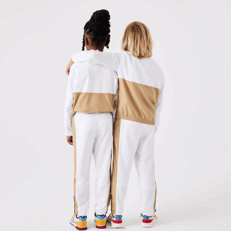 niños Lacoste beige blanco wn5 pantalones de chándal con banda en contraste N6XZ23224