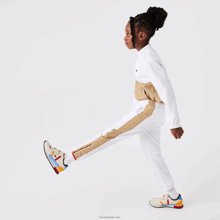 niños Lacoste beige blanco wn5 pantalones de chándal con banda en contraste N6XZ23224