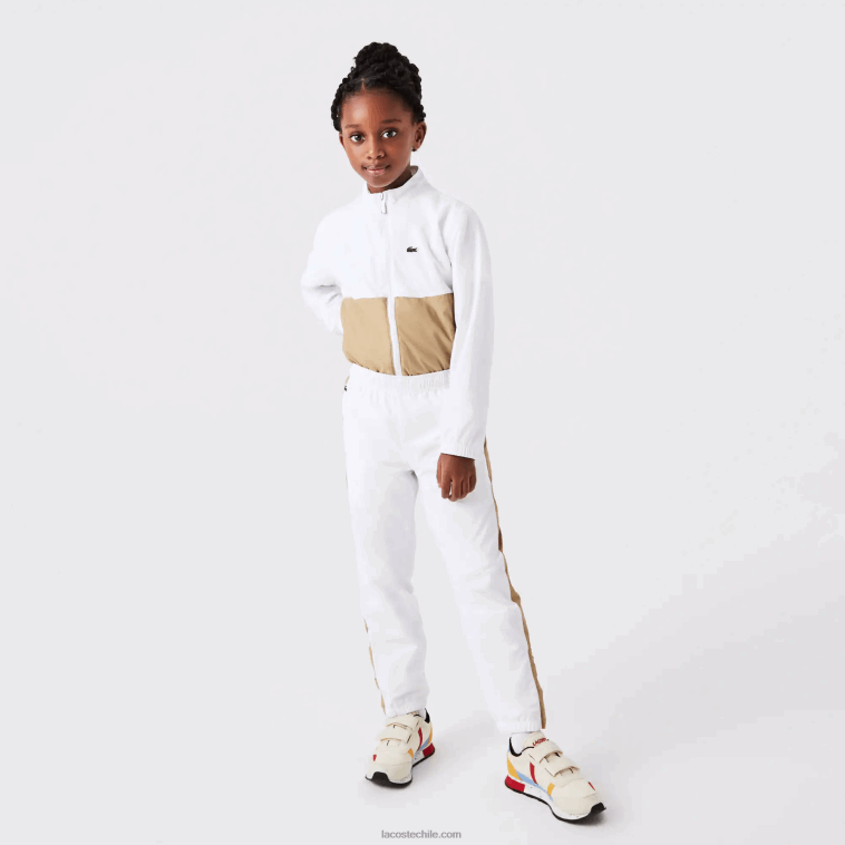 niños Lacoste beige blanco wn5 pantalones de chándal con banda en contraste N6XZ23224