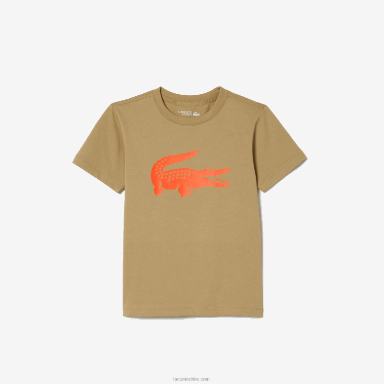 niños Lacoste beige naranja vi2 camiseta sport tennis jersey tecnico oversize cocodrilo N6XZ23018