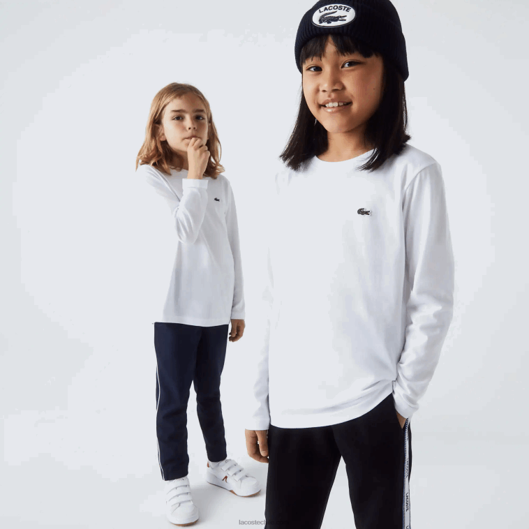 niños Lacoste blanco 001 camiseta con cuello redondo N6XZ23140