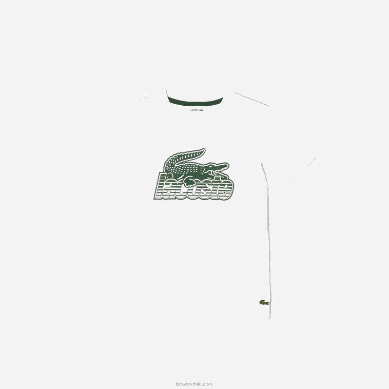 niños Lacoste blanco 70v playera de algodón orgánico con estampado en contraste N6XZ23006