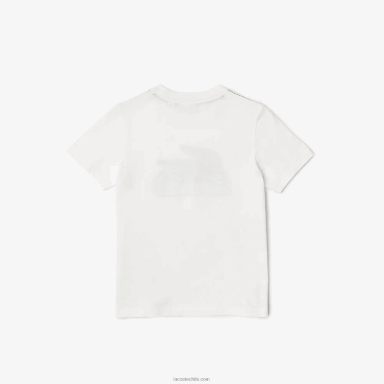 niños Lacoste blanco 70v playera de algodón orgánico con estampado en contraste N6XZ23006