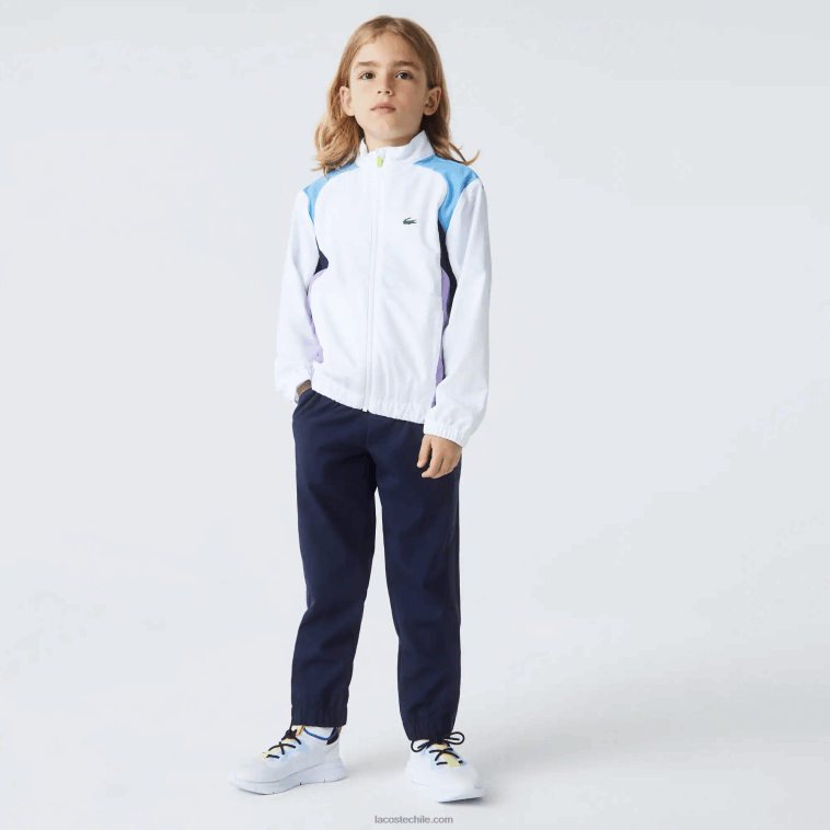 niños Lacoste blanco azul marino violeta 6hu chándal deportivo de tenis con bloques de color N6XZ23185
