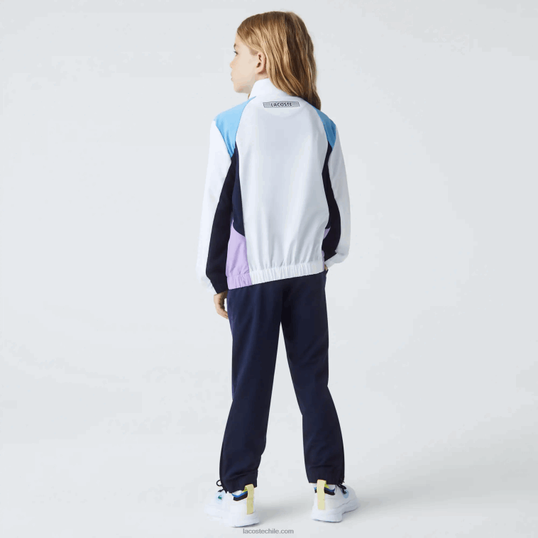 niños Lacoste blanco azul marino violeta 6hu chándal deportivo de tenis con bloques de color N6XZ23185