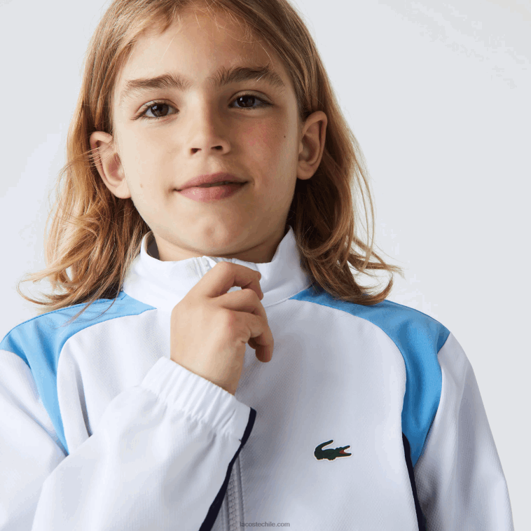niños Lacoste blanco azul marino violeta 6hu chándal deportivo de tenis con bloques de color N6XZ23185