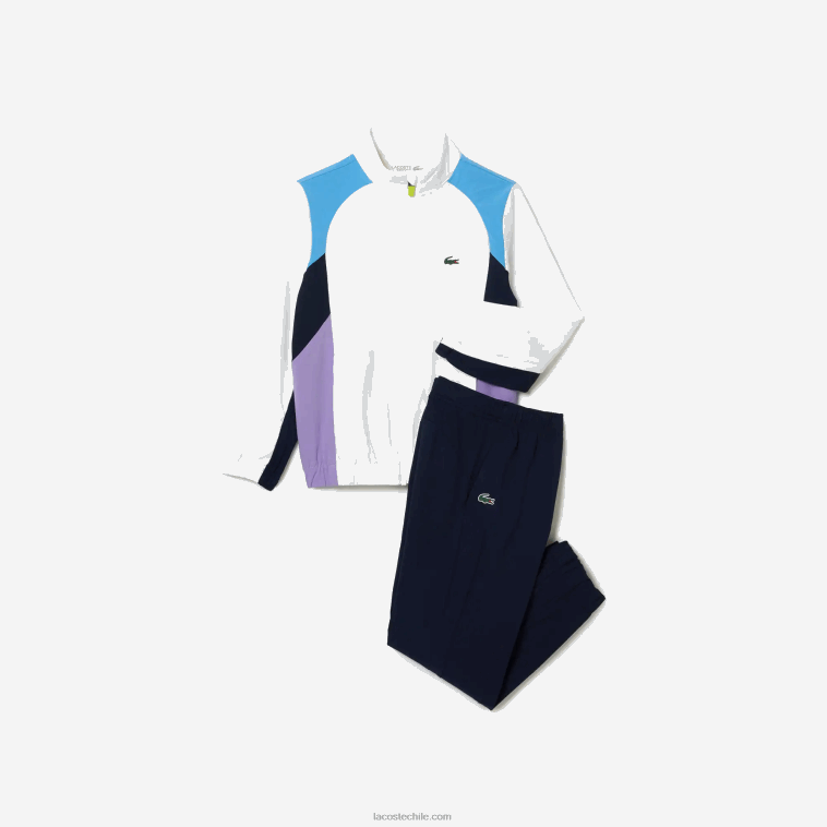niños Lacoste blanco azul marino violeta 6hu chándal deportivo de tenis con bloques de color N6XZ23185
