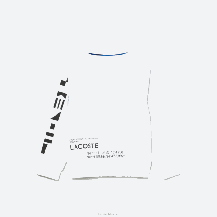 niños Lacoste blanco azul negro 9cw chamarra repelente al agua con capucha removible N6XZ23240