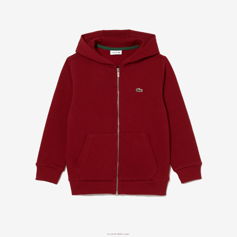 niños Lacoste burdeos ypw sudadera con capucha y bolsillo canguro N6XZ23192