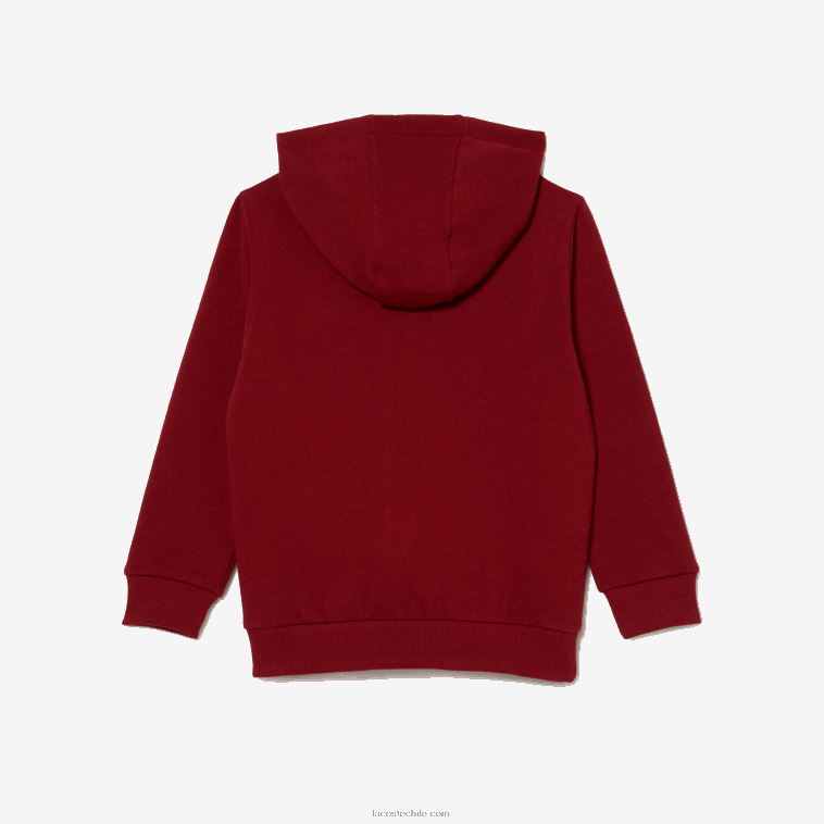 niños Lacoste burdeos ypw sudadera con capucha y bolsillo canguro N6XZ23192