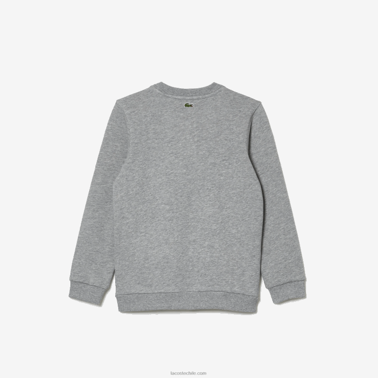 niños Lacoste gris lomo blanco verde jnd sudadera heritage con cuello redondo y cocodrilo N6XZ23255