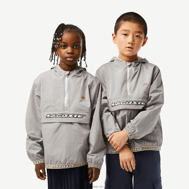 niños Lacoste kzw gris chaqueta con capucha N6XZ23065