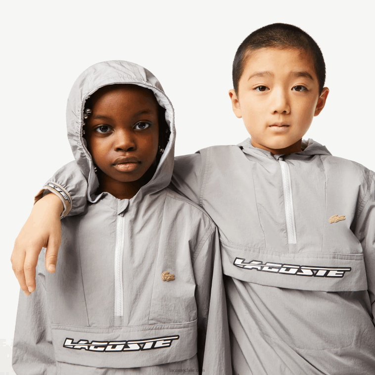 niños Lacoste kzw gris chaqueta con capucha N6XZ23065