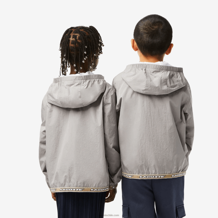 niños Lacoste kzw gris chaqueta con capucha N6XZ23065