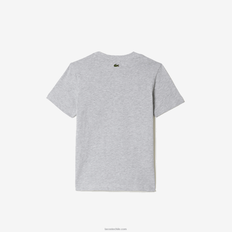 niños Lacoste lomo gris cca camiseta con estampado en contraste N6XZ23041